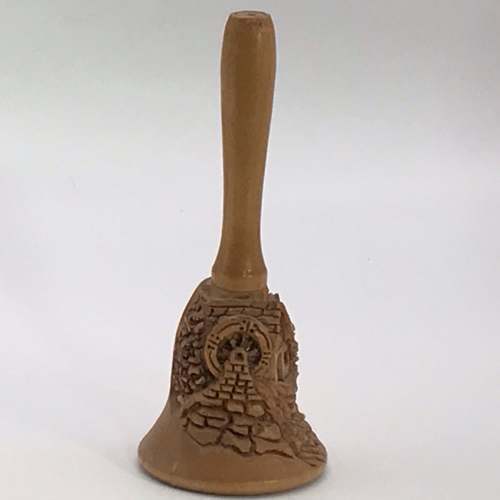 Intricately Carved Wood Bell Signed Vtg 5"